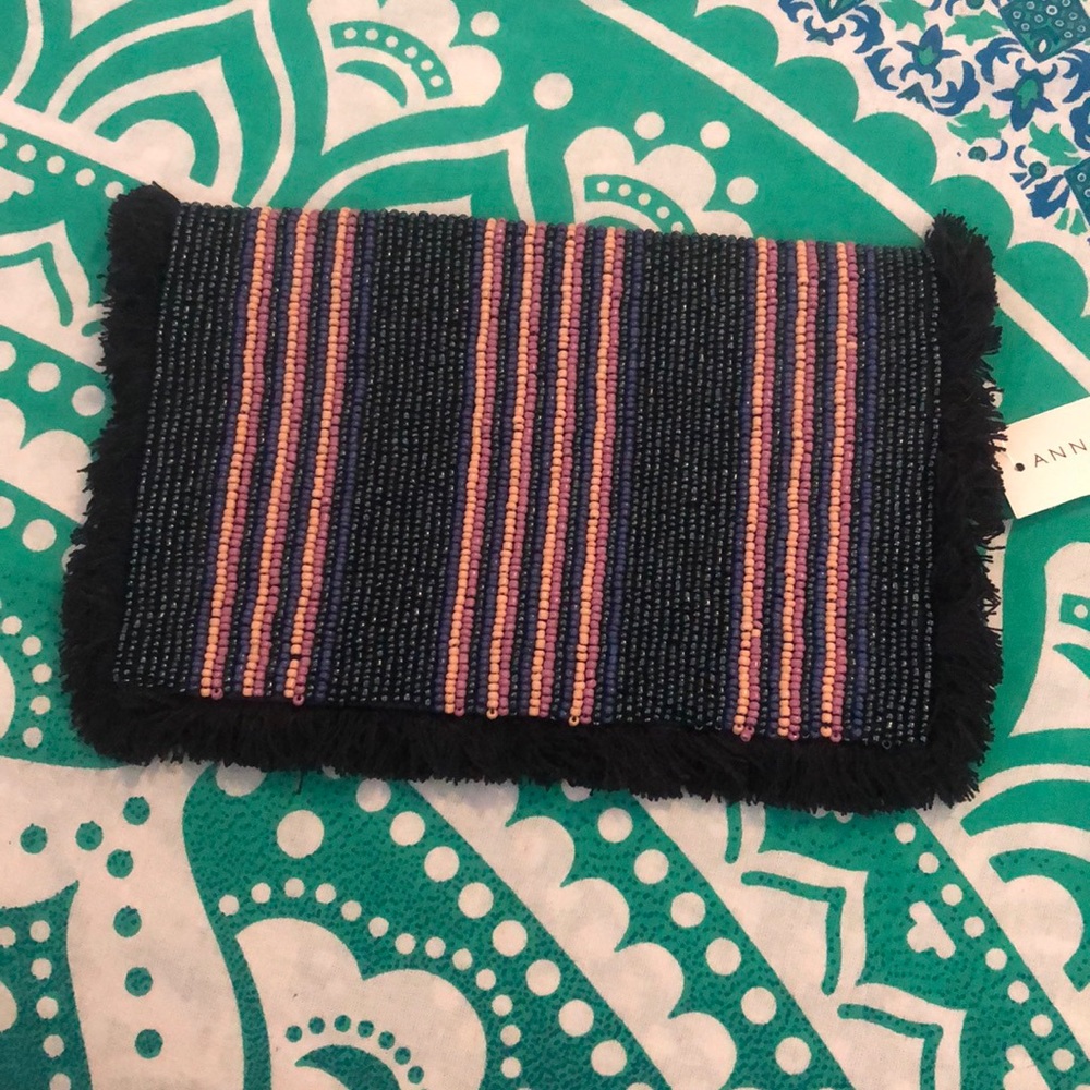 Ann Taylor Clutch with Beads & Fringe